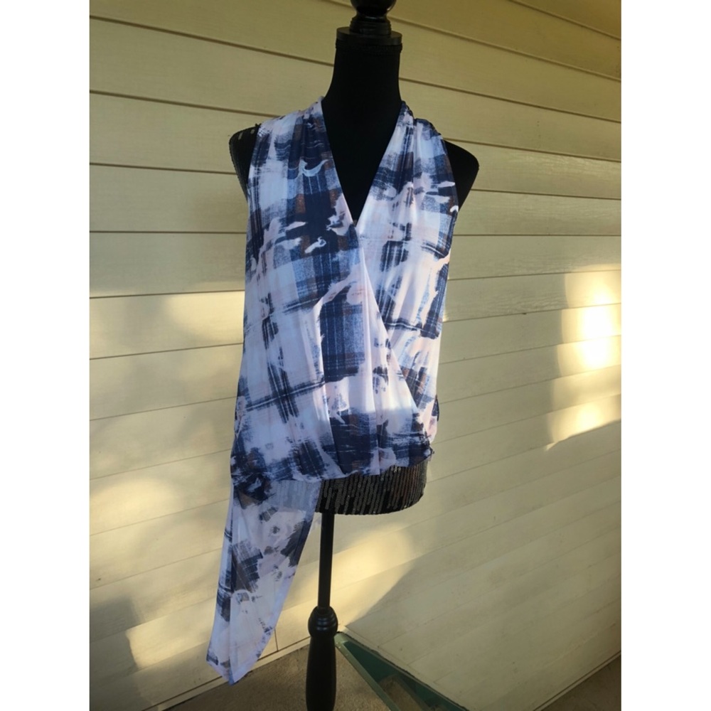 Bebe Faux Wrap Top with Asymmetrical Bottom